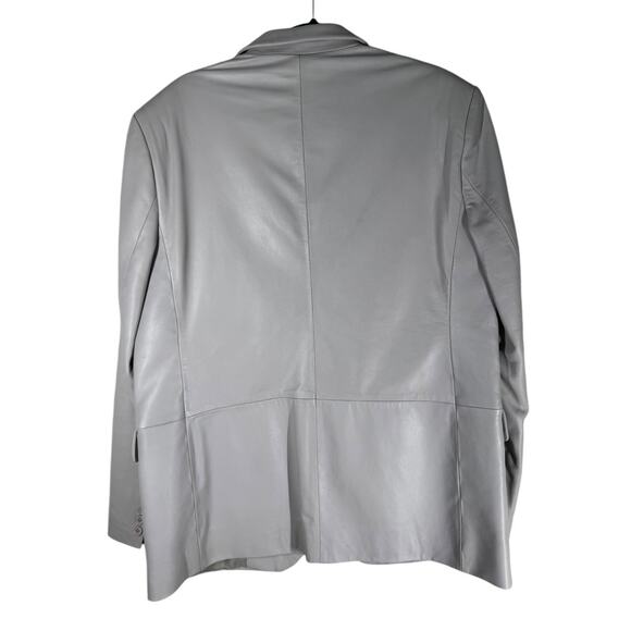 NWT Lamarque Felina Oversized Leather Blazer Moon Gray Medium Loose Baggy - Picture 6 of 11